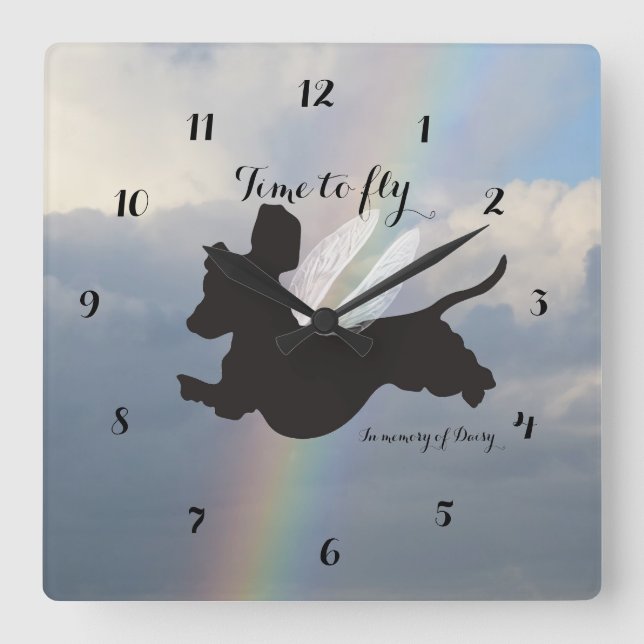 Angel Wings Dachshund Memorial Wall Clock (Front)
