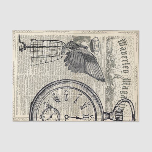 Angel Wings Ephemera Collage Tissue Paper (Front)