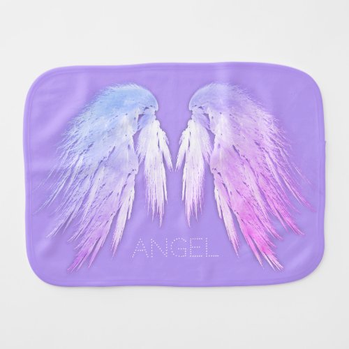ANGEL WINGS Fairy Purple Custom Name Burp Cloth