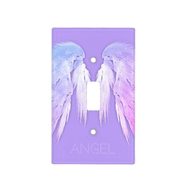 ANGEL WINGS Fairy Purple Custom Name Light Switch Cover (Front)
