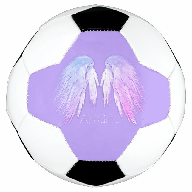 ANGEL WINGS Fairy Purple Custom Name Soccer Ball (Front)