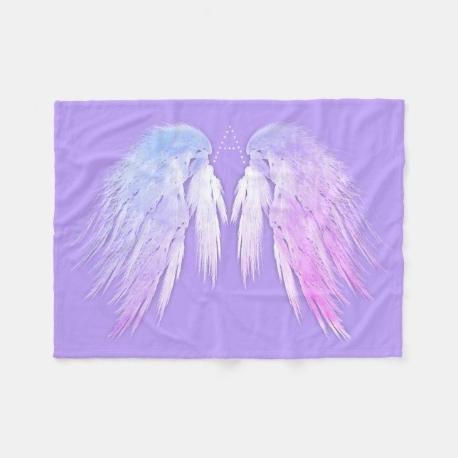 ANGEL WINGS Fairy Purple Monogram Fleece Blanket (Front (Horizontal))