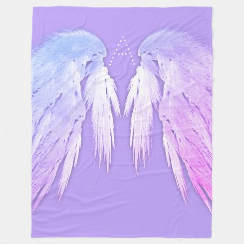 ANGEL WINGS Fairy Purple Monogram Fleece Blanket