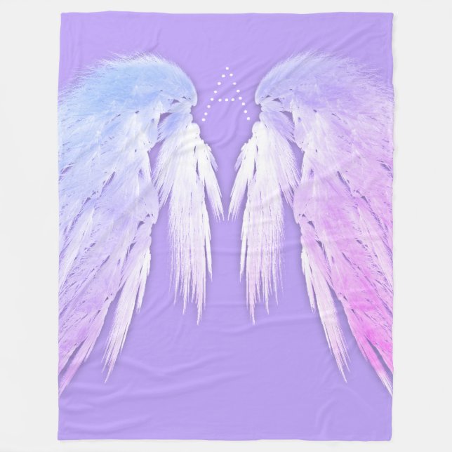 ANGEL WINGS Fairy Purple Monogram Fleece Blanket (Front)