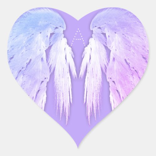 ANGEL WINGS Fairy Purple Monogram Heart Sticker