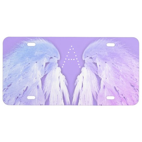 ANGEL WINGS Fairy Purple Monogram License Plate