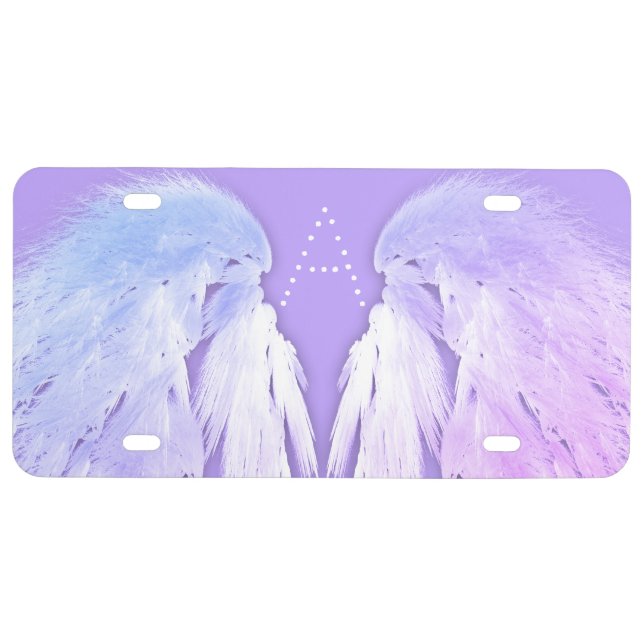 ANGEL WINGS Fairy Purple Monogram License Plate (Front)