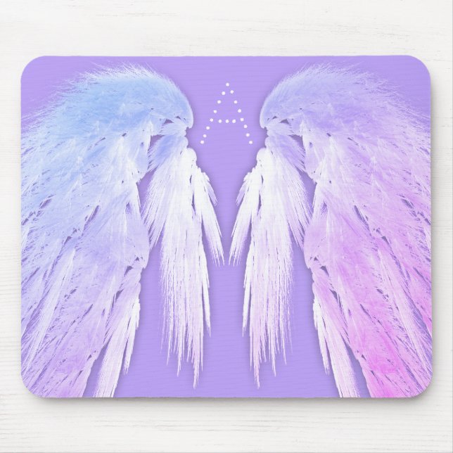 ANGEL WINGS Fairy Purple Monogram Mouse Pad (Front)