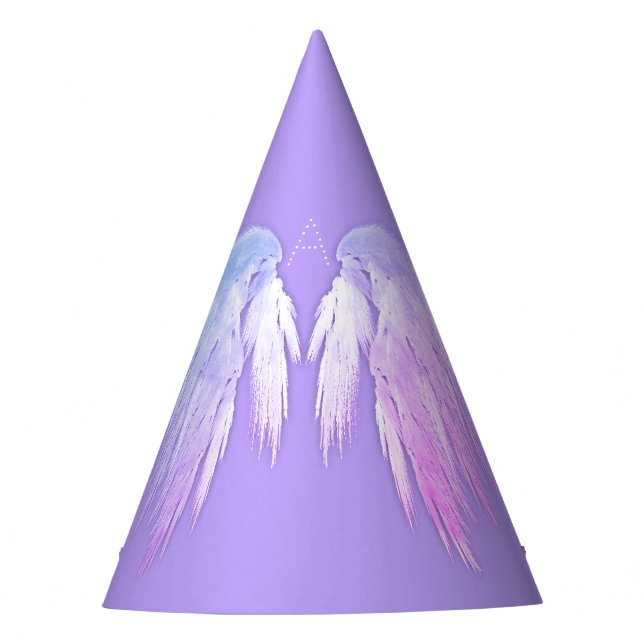 ANGEL WINGS Fairy Purple Monogram Party Hat (Front)