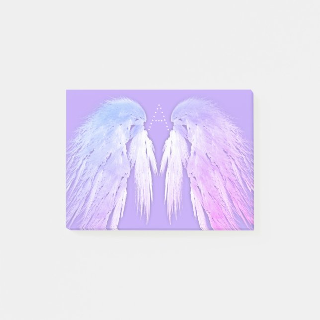 ANGEL WINGS Fairy Purple Monogram Post-it Notes (Front)