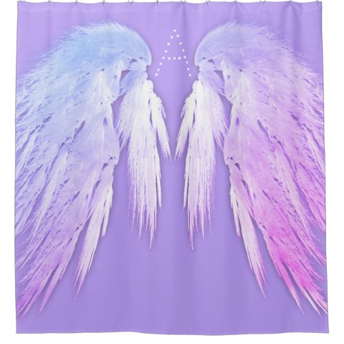 ANGEL WINGS Fairy Purple Monogram Shower Curtain