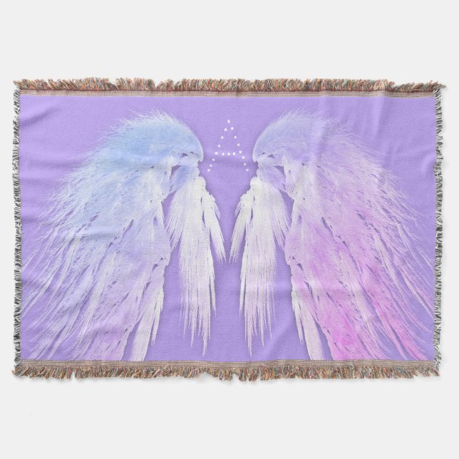 ANGEL WINGS Fairy Purple Monogram Throw Blanket (Front)