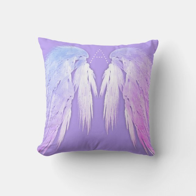 ANGEL WINGS Fairy Purple Monogram Throw Pillow (Front)