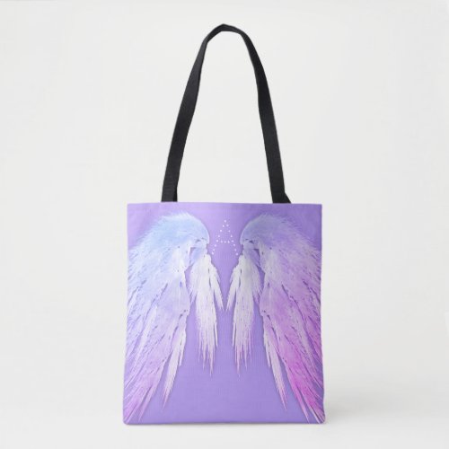 ANGEL WINGS Fairy Purple Monogram Tote Bag