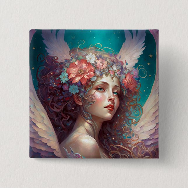 Angel Wings Fantasy Art Button (Front)