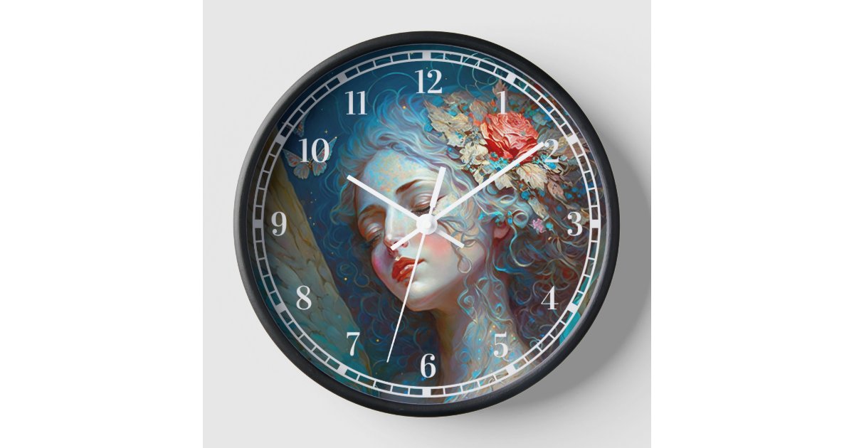 Angel Wings Fantasy Art Clock | Zazzle