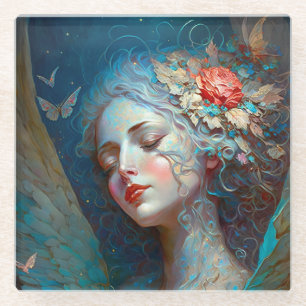 Angel Wings Fantasy Art Glass Coaster