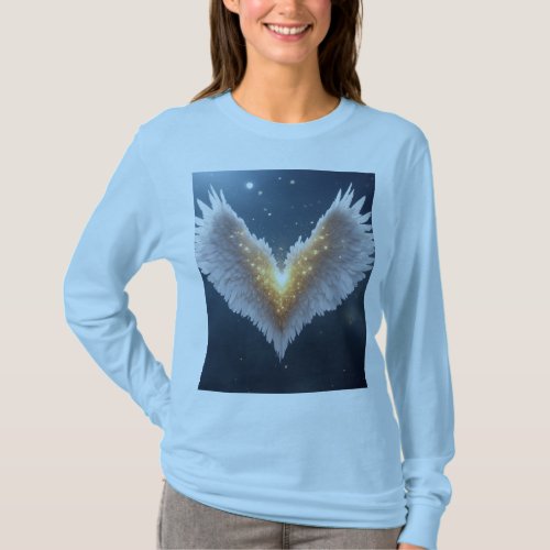 Angel wings forming a heart shape women t_shirt 