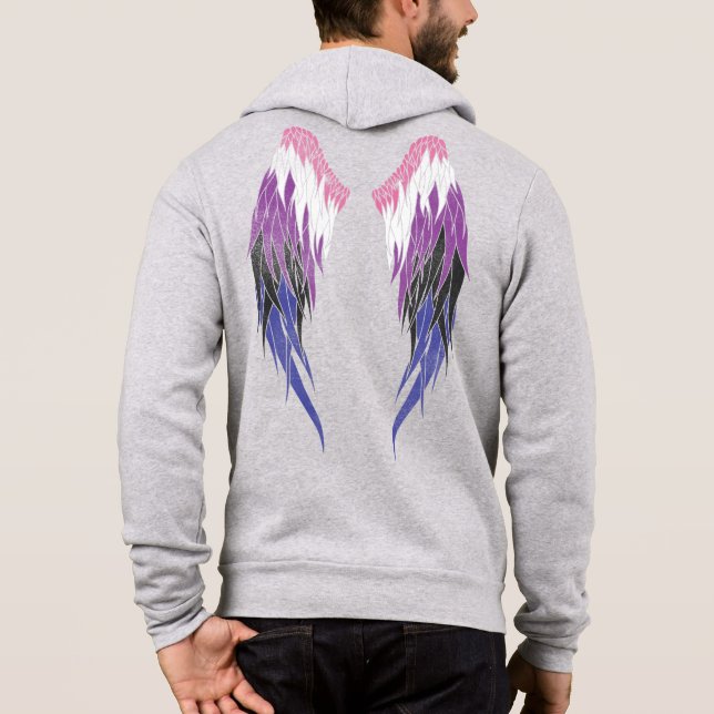 Angel Wings -Genderfluid Flag Hoodie (Back)
