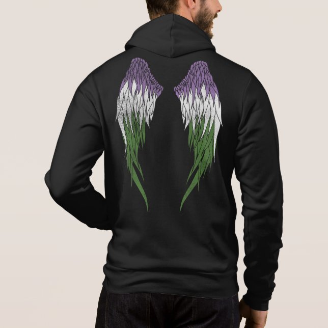 Angel Wings - Genderqueer Flag Hoodie (Back)