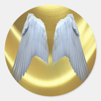 Angel Wings Gold Classic Round Sticker