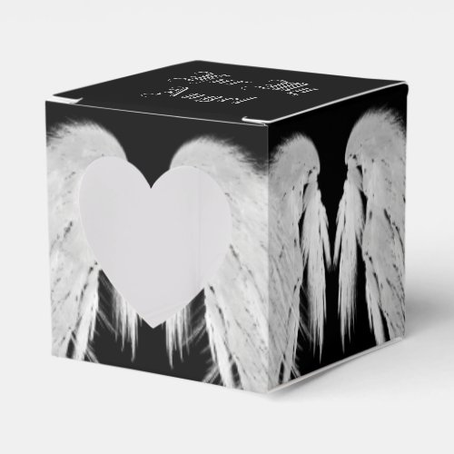 ANGEL WINGS Gray Touched Feathers Custom Message Favor Boxes