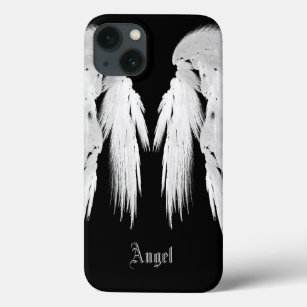 ANGEL WINGS Gray Touched Feathers Custom Name iPhone 13 Case