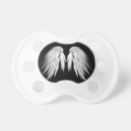 ANGEL WINGS Gray Touched Feathers Customizable Pacifier