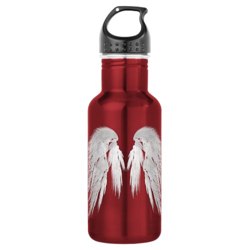 ANGEL WINGS Gray Touched Feathers Customizable Stainless Steel Water Bottle