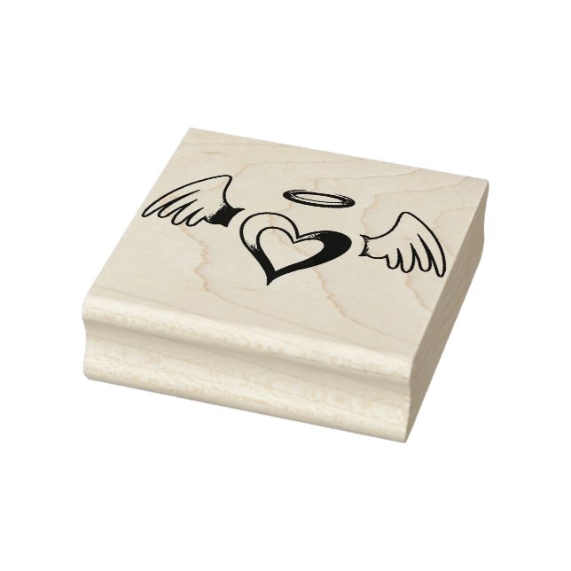 Angel Wings, Heart and Halo Rubber Stamp (Stamp)
