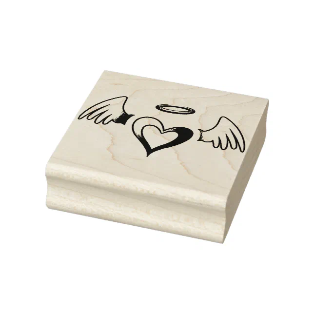 Angel Wings, Heart and Halo Rubber Stamp | Zazzle