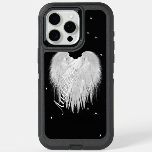 ANGEL WINGS Heart Black Starry Night iPhone 15 Pro Max Case