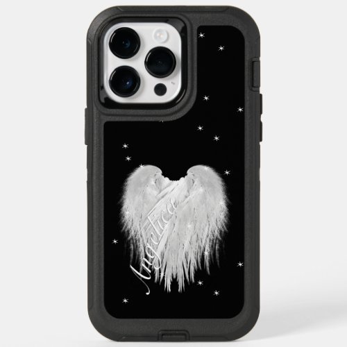 ANGEL WINGS Heart Black Starry Night OtterBox iPhone 14 Pro Max Case