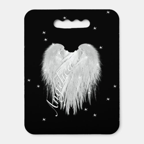 ANGEL WINGS Heart Black Starry Night Seat Cushion
