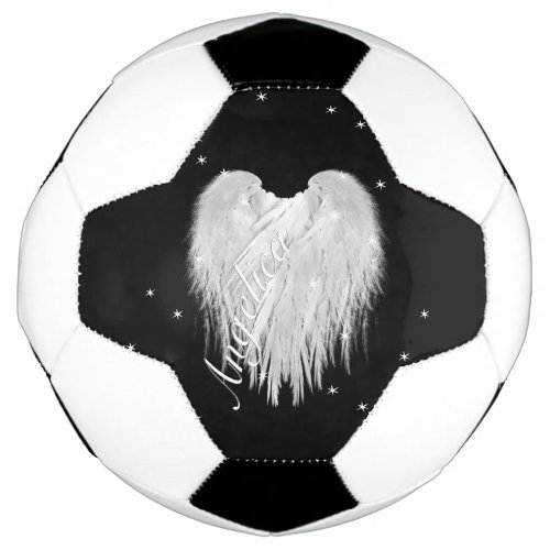 ANGEL WINGS Heart Black Starry Night Soccer Ball