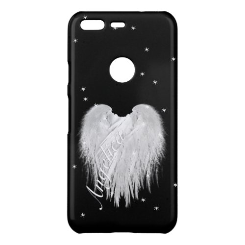 ANGEL WINGS Heart Black Starry Night Uncommon Google Pixel Case