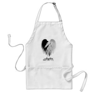 ANGEL WINGS HEART Black+White Only Half Evil Funny Adult Apron
