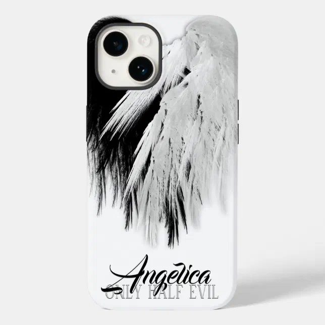 ANGEL WINGS HEART Black+White Only Half Evil Funny Case-Mate iPhone Case | Zazzle ANGEL WINGS HEART Black+White Only Half Evil Funny Case-Mate iPhone Case | Zazzle