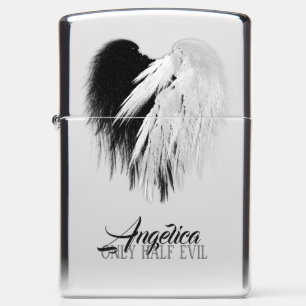 ANGEL WINGS HEART Black+White Only Half Evil Funny Zippo Lighter