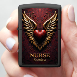 Angel Wings Heart Nurse Protection Symbol Zippo Lighter