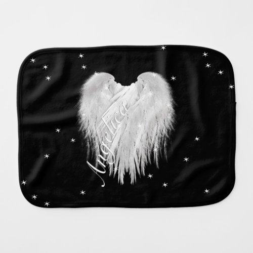 ANGEL WINGS Heart Starry Night Black Burp Cloth