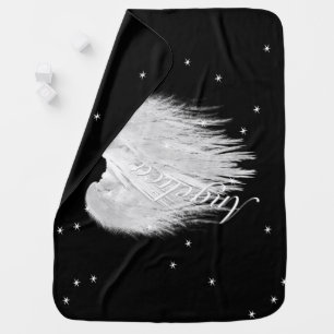 ANGEL WINGS Heart Starry Night Black Stroller Blanket