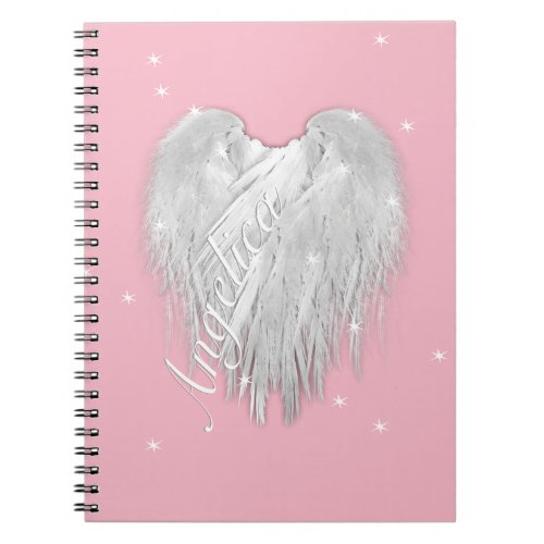 ANGEL WINGS Heart Stars Pink Notebook