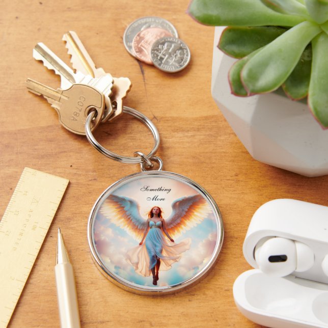 Angel wings heaven divine gold beautiful fly keychain (Desk)