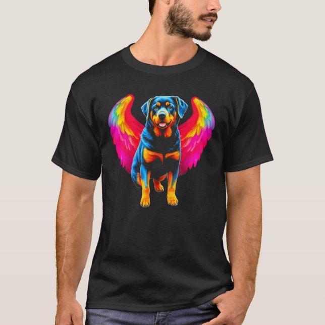 Angel Wings Heaven Pop Rottweiler Dog T-Shirt (Front)