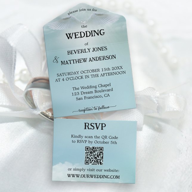 Angel Wings Heavenly Blessing Wedding All In One Invitation (Creator Uploaded)