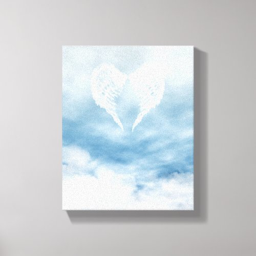 Angel Wings in Cloudy Blue Sky Canvas Print