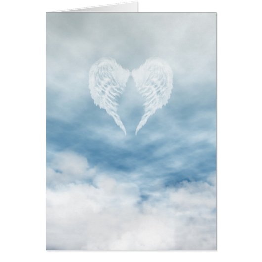 Angel Wings in Cloudy Blue Sky Cards (Front)