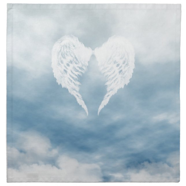 Angel Wings in Cloudy Blue Sky Cloth Napkin (Front)