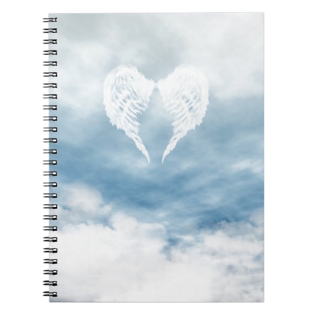 Angel Wings in Cloudy Blue Sky Notebook (Front)